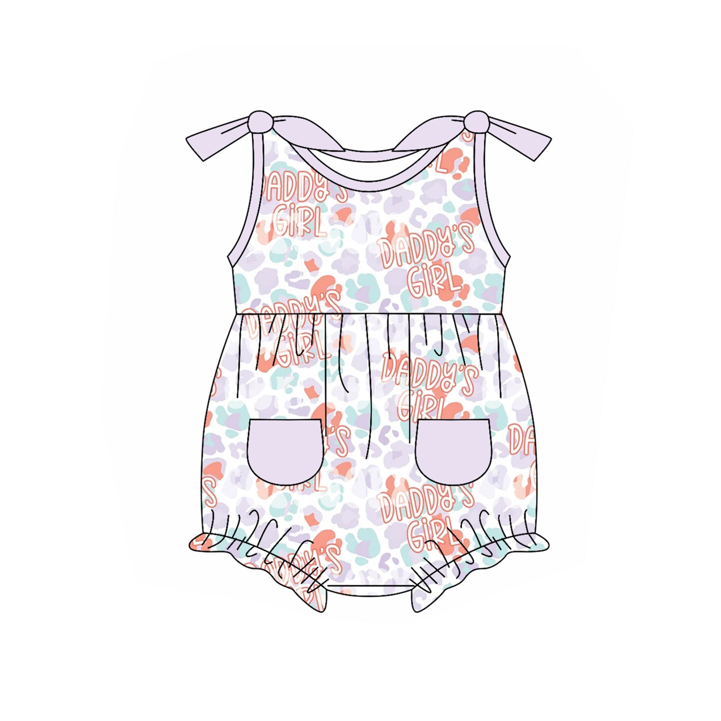 preorder SR2653 daddy's girl leopard purple sleeveless girls romper