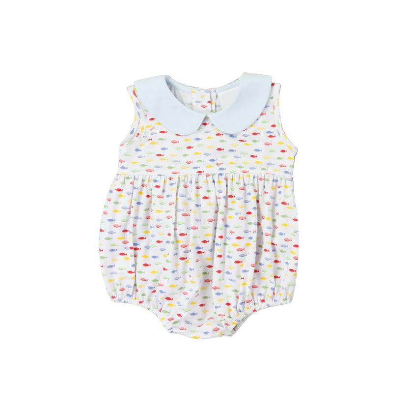 preorder SR2657 cute colorful fish blue sleeveless girls romper
