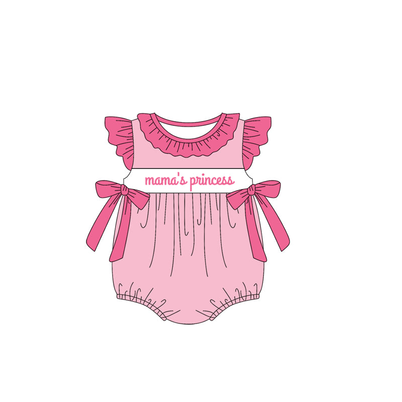 preorder SR2672 mama's princess pink bows flutter sleeve girls  romper