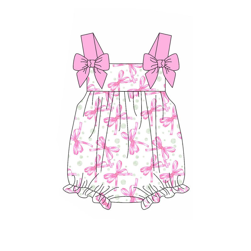 preorder SR2692 hot pink bows camisole girls romper