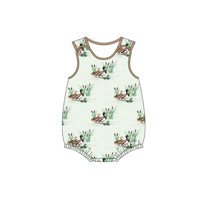 preorder SR2735 Hunting mallard duck khaki sleeveless boys romper