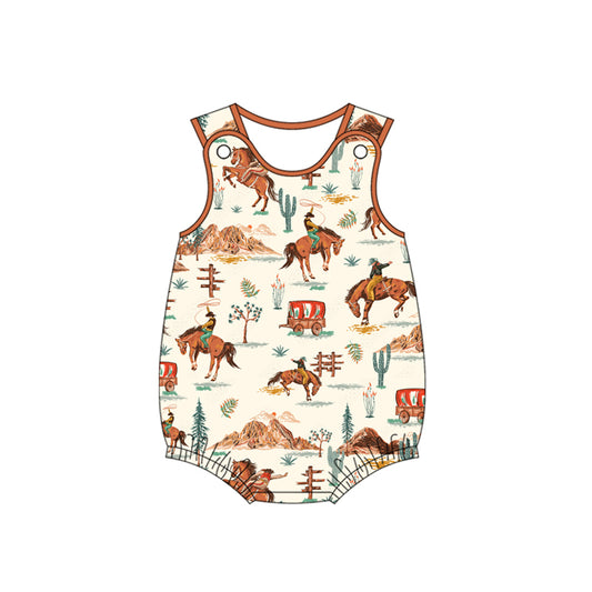 preorder SR2745 Western rodeo cactus sleeveless boys romper