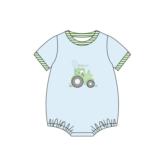 preorder SR2767 farm tractor green short sleeve boys romper