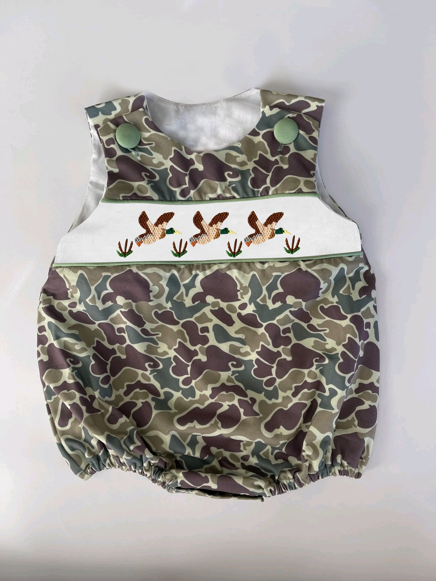 preorder SR2776 hunting mallard duck camo sleeveless baby boy romper