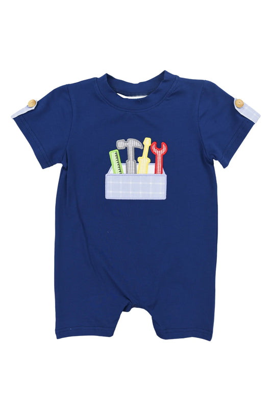 preorder SR2815 cartoon tool navy blue short sleeve boys romper