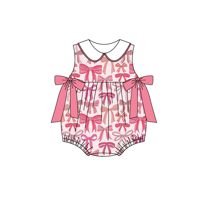 preorder SR2872 pink bows coquette bows with bows sleeveless girls romper