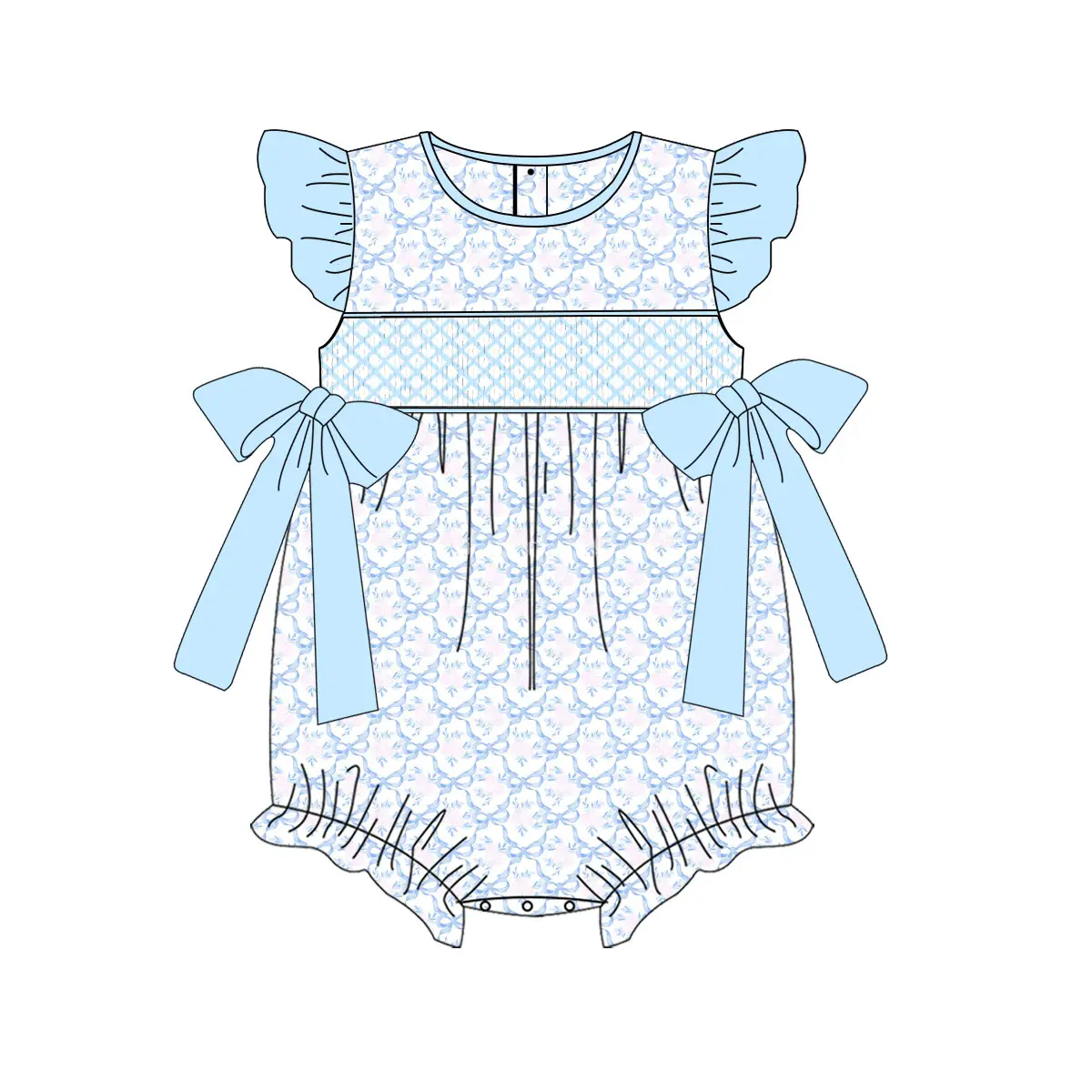 preorder SR2918 pink bows with bows flutter sleeve girls romper