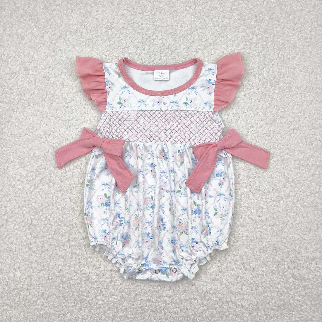 embroidery floral flowers girls romper RTS sibling clothes