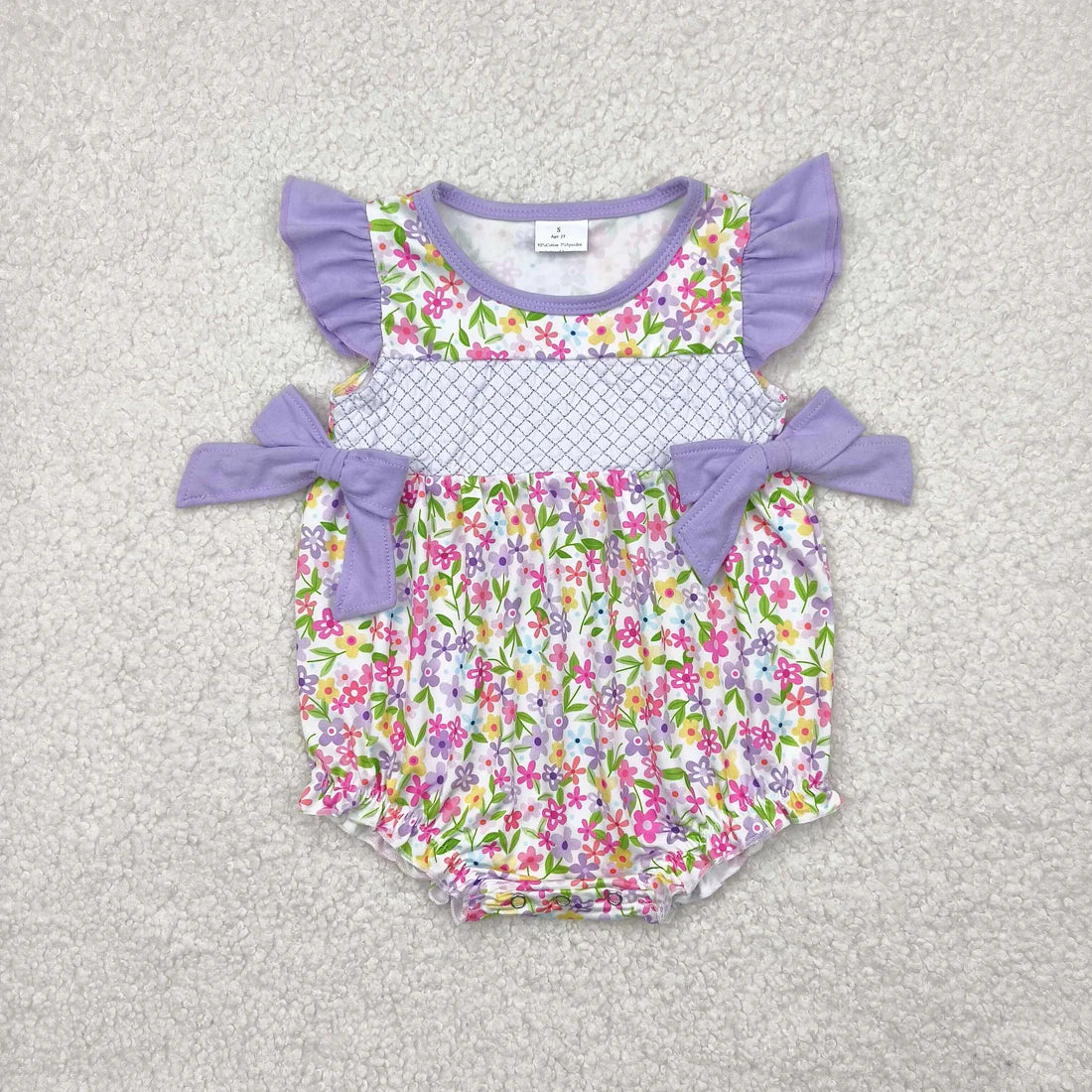 embroidery floral flowers girls romper RTS sibling clothes