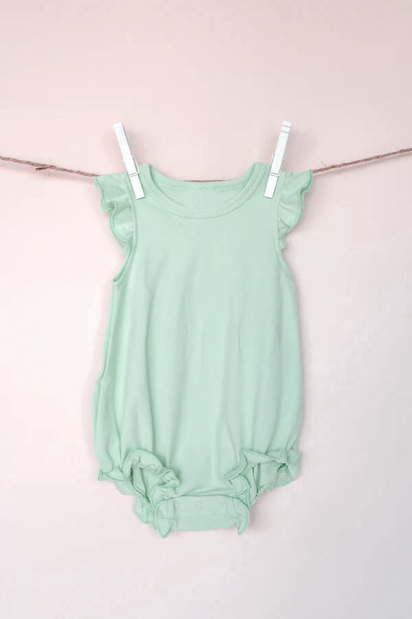 preorder SR2995 green flutter sleeve girls romper