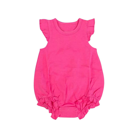 custom moq 5 hot pink flutter sleeve girls romper