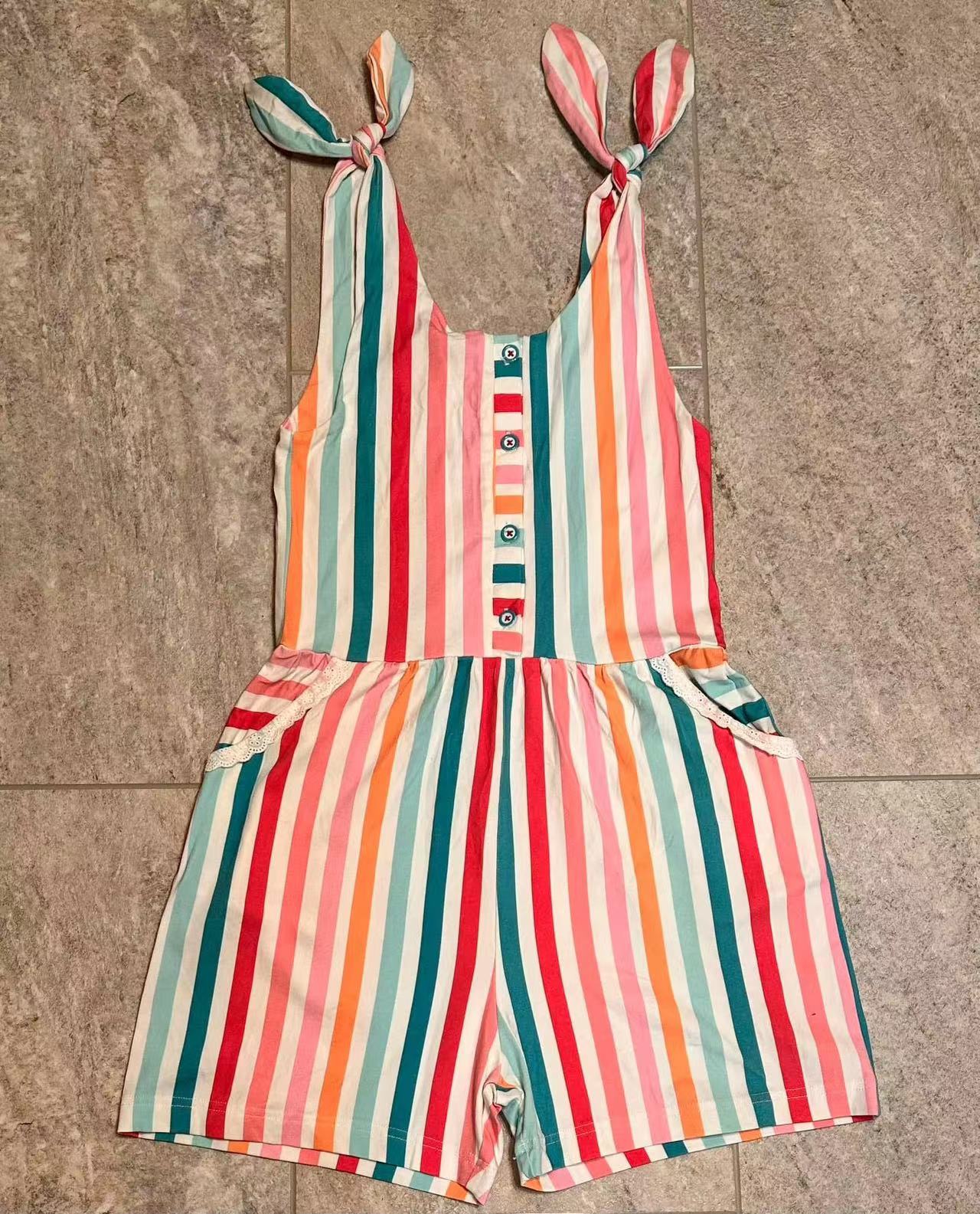 preorder SR3000 colorful striped rainbow striped girls jumpsuits