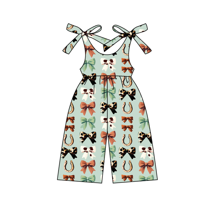 preorder SR3119 Western bows green girls jumpsuits