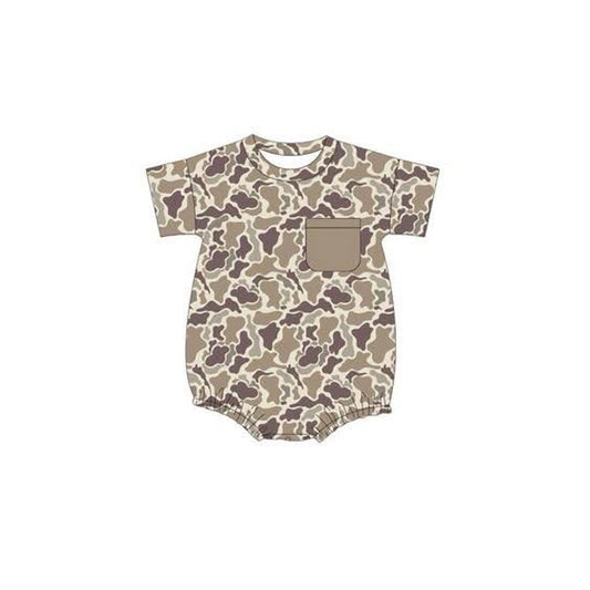 preorder SR3135 hunting camo pocket short sleeve boys romper