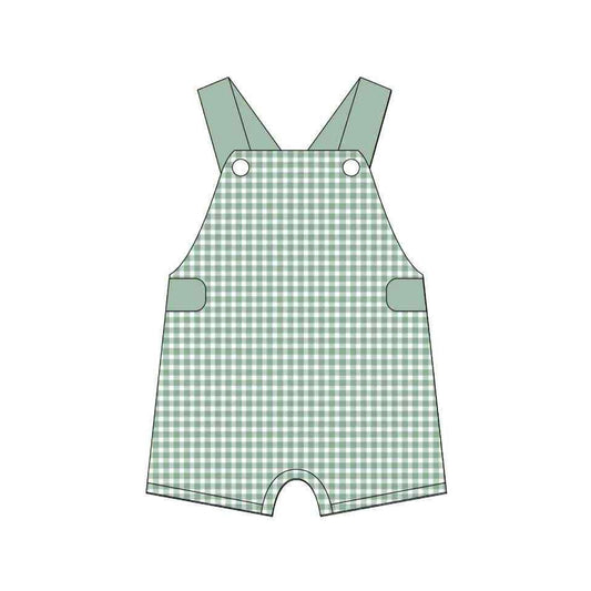 preorder SR3150 green checkered boys romper