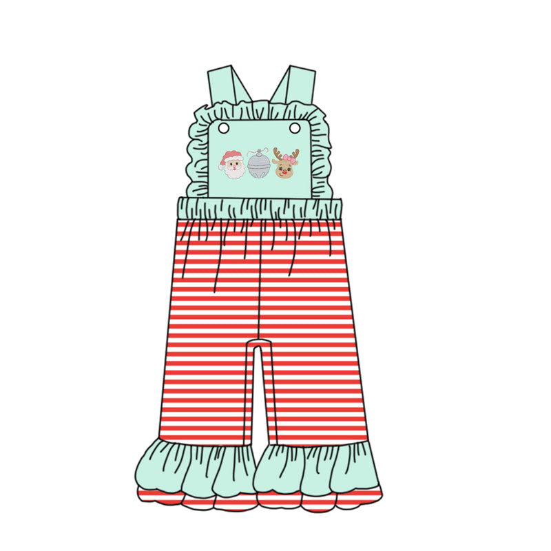preorder SR3180 Christmas Santa deer red striped girls jumpsuits