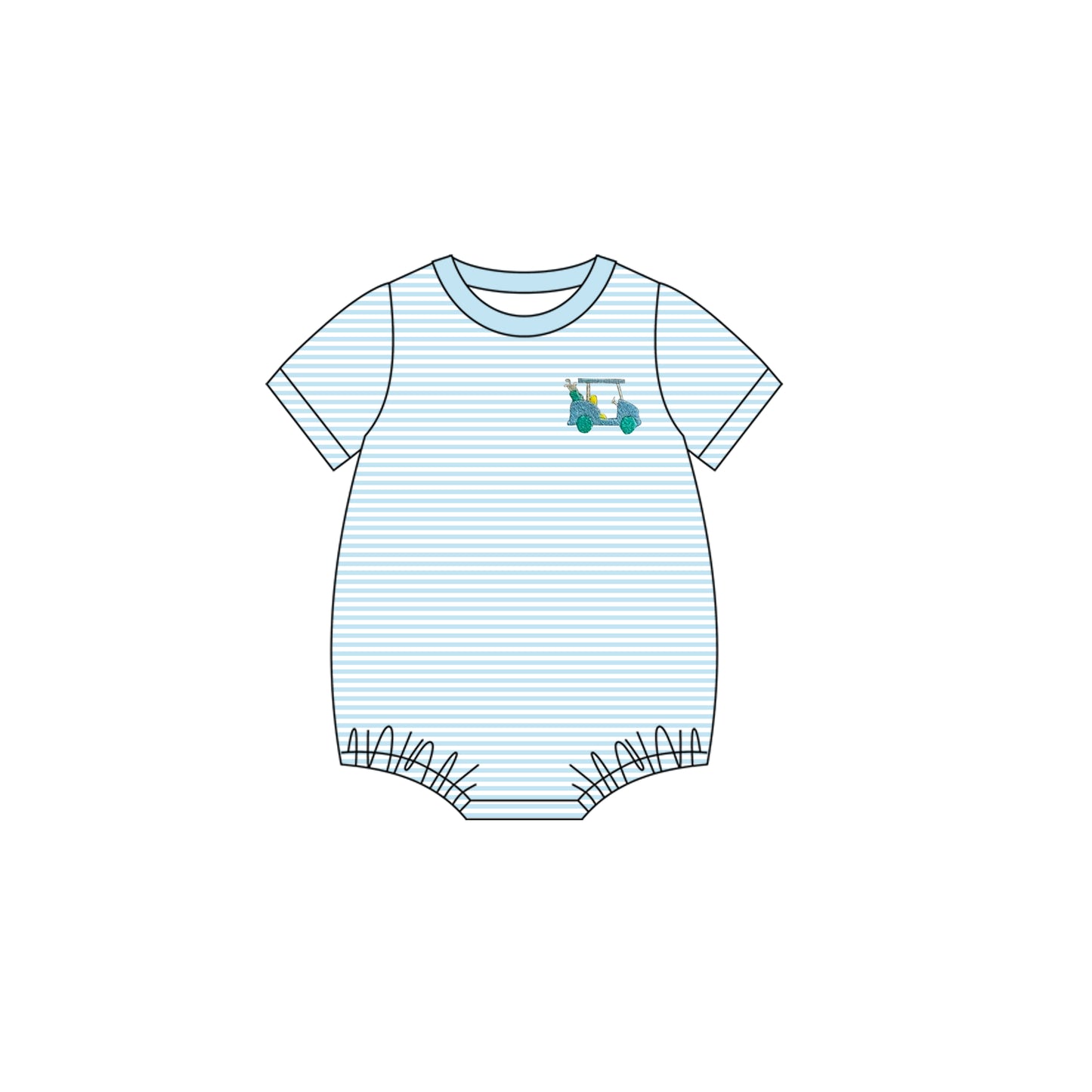 preorder SR3188 cartoon golf blue striped short sleeve boys romper