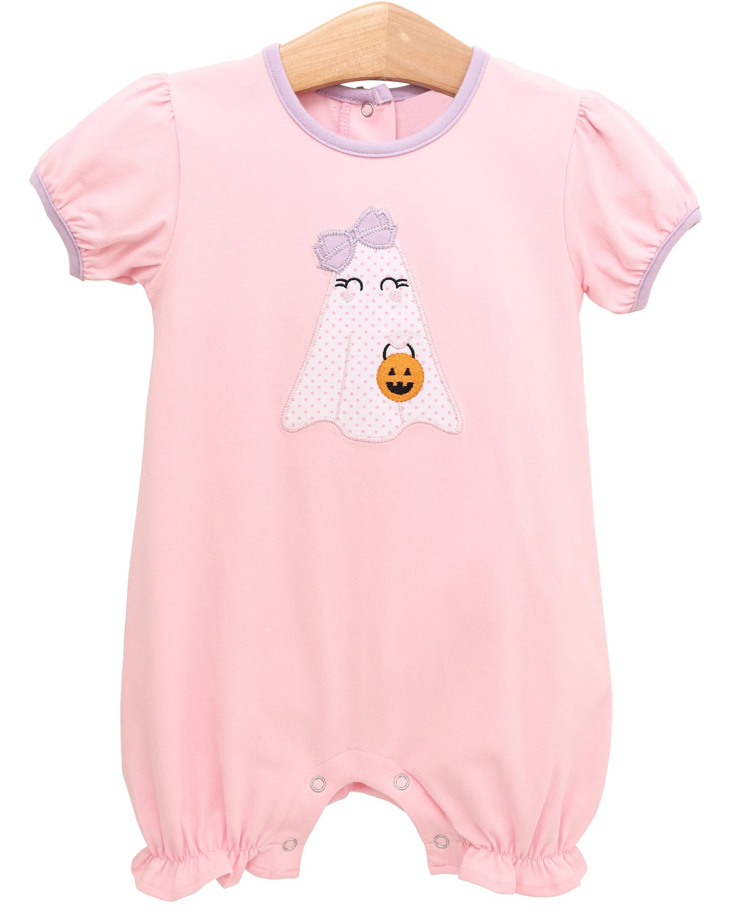 preorder SR3205 Halloween spooky pumpkin pink short sleeve girls romper