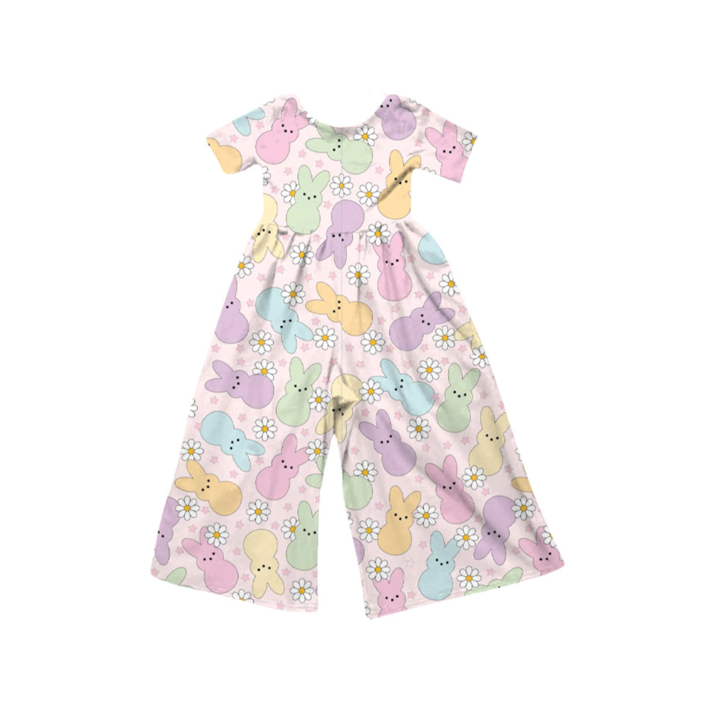 preorder SR3230 Easter colorful bunny rabbit flowers short sleeve girls jumpsuits