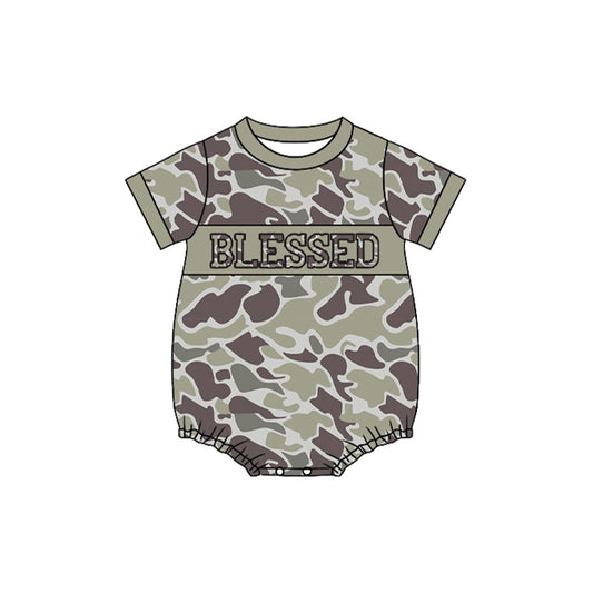 preorder SR3262 Blessed camo short sleeve boys romper