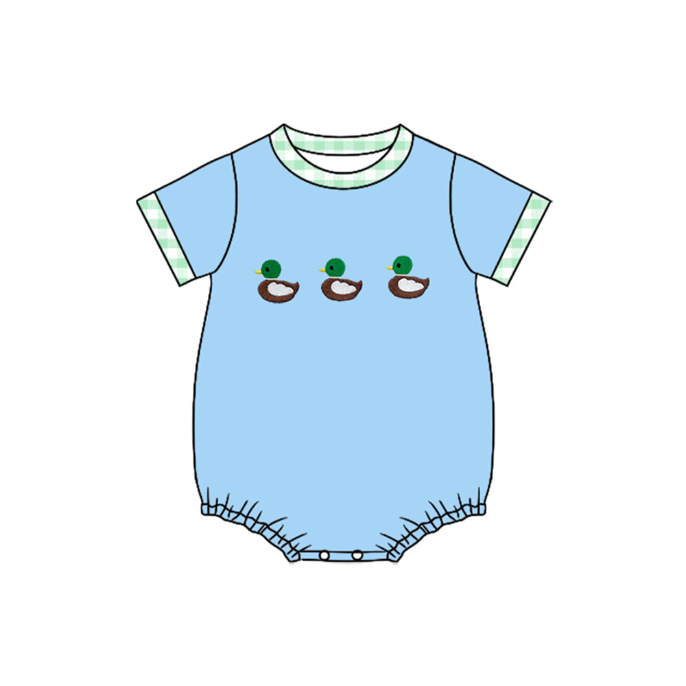 preorder SR3267 cute mallard duck blue short sleeve boys romper