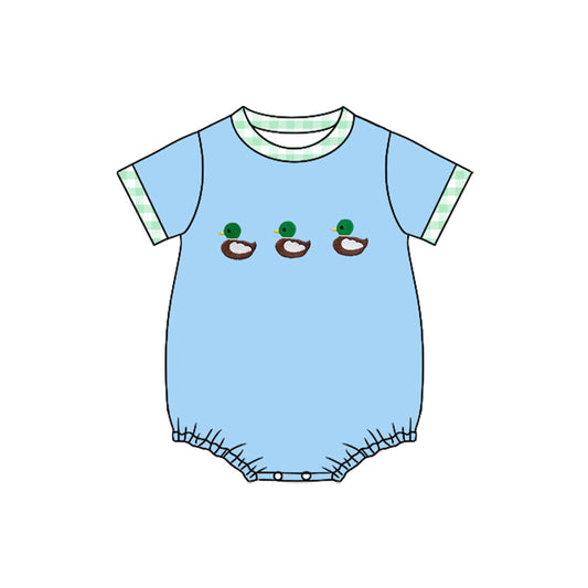 preorder SR3267 cute mallard duck blue short sleeve boys romper