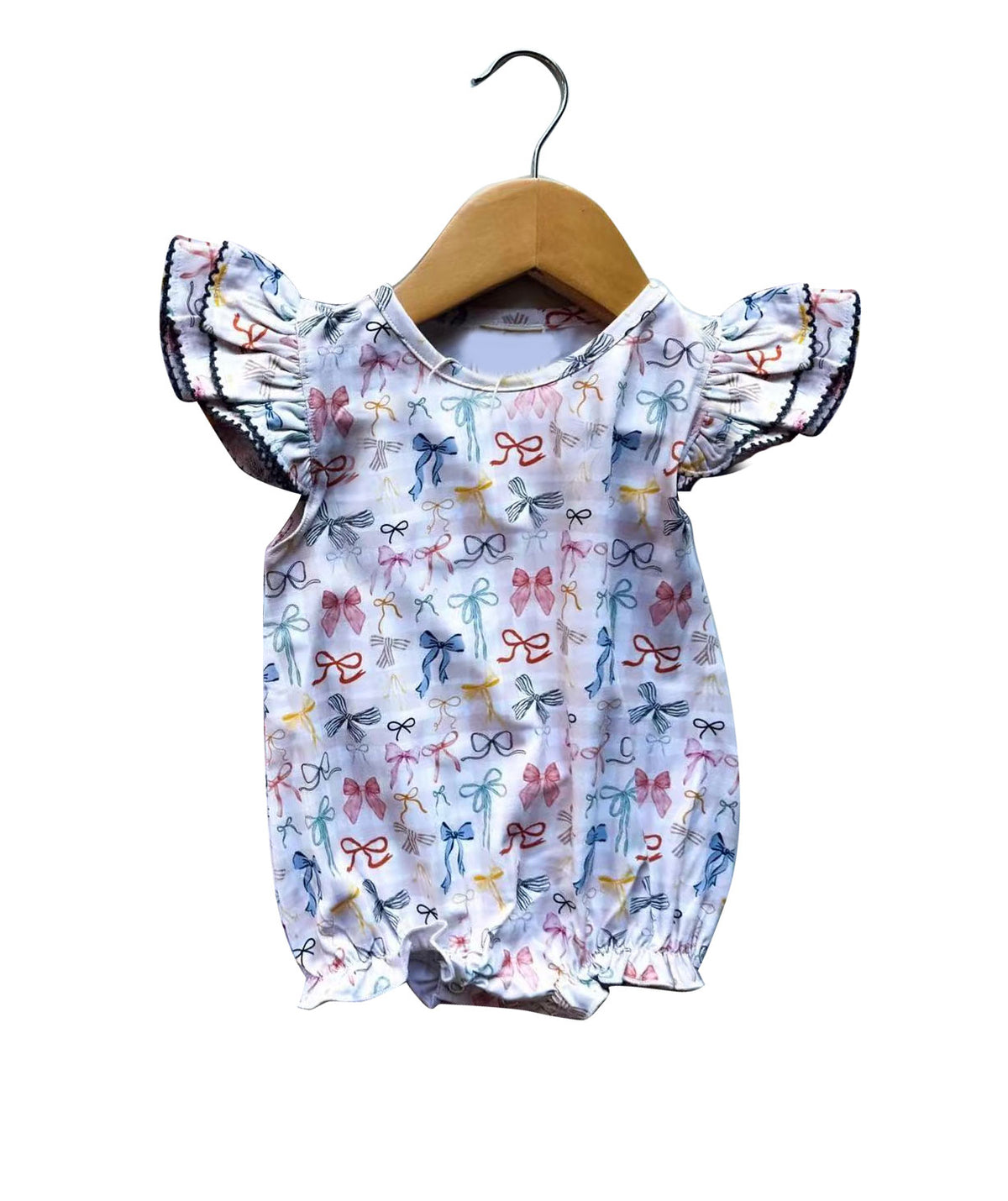 preorder SR3284 colorful bows flutter sleeve girls romper