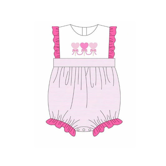 preorder SR3286 Valentine's Day heart bows hot pink girls romper