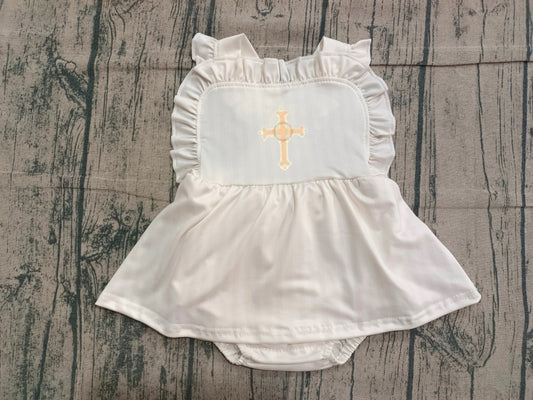 preorder SR3306 Easter Cross White Girls Romper