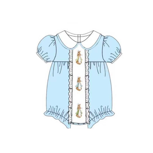 preorder SR3382 Easter bunny rabbit blue short sleeve girls romper