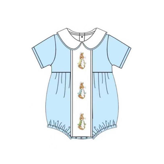 preorder SR3383 Easter bunny rabbit blue short sleeve boys romper
