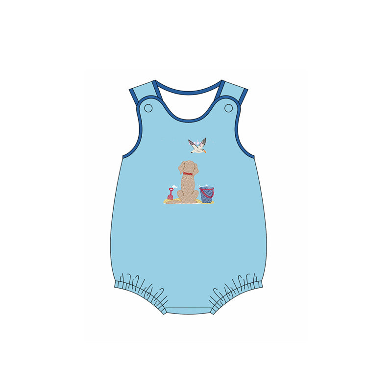preorder SR3405 cute mallard duck dog blue sleeveelss boys romper