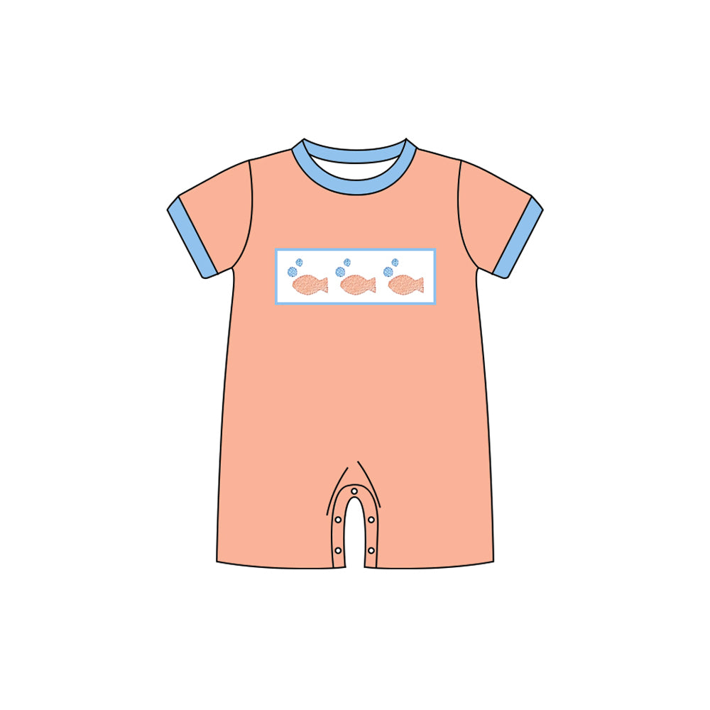 preorder SR3408 fish orange short sleeve boys romper