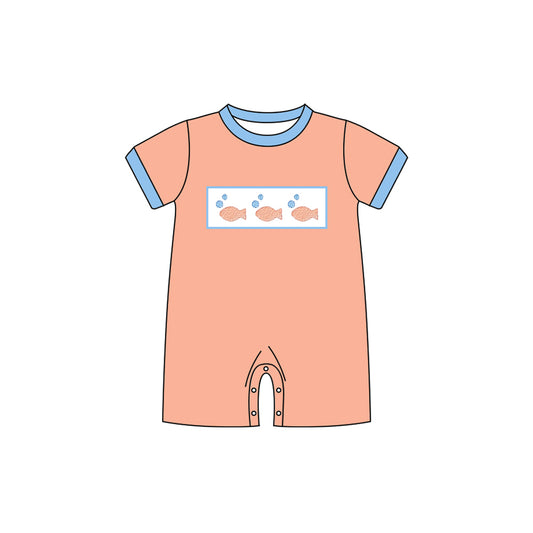 preorder SR3408 fish orange short sleeve boys romper