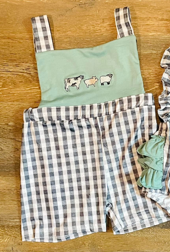 preorder SR3411 farm animals cow boys romper