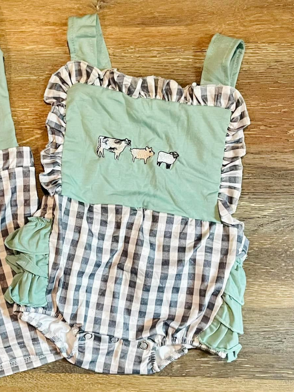 preorder SR3412 farm animals cow girls romper