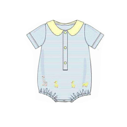 preorder SR3418 Easter bunny rabbit duck blue striped short sleeve girls romper
