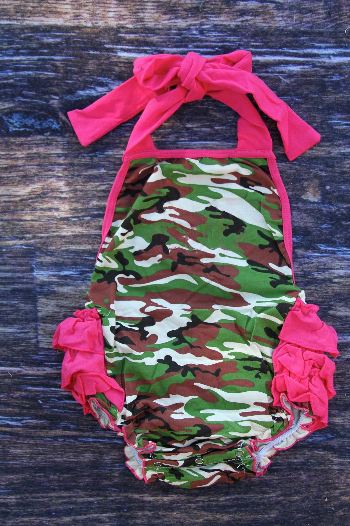 preorder SR3420 hunting camo hot pink girls romper