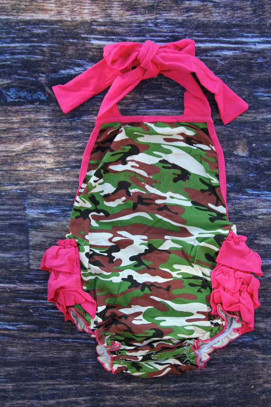 preorder SR3420 hunting camo hot pink girls romper