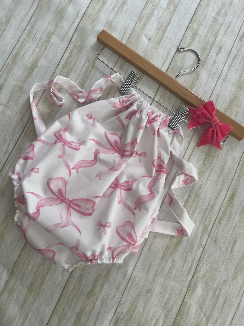 preorder SR3424 pink bows girls romper