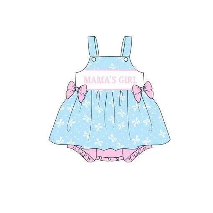 preorder SR3425 MAMA'S GIRL bows blue girls romper