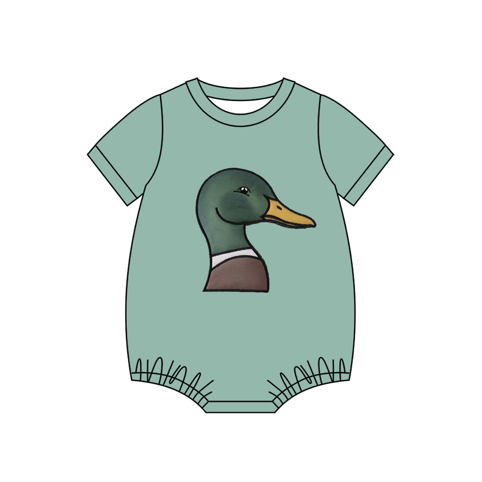 preorder SR3445 Mallard duck green short sleeve boys romper