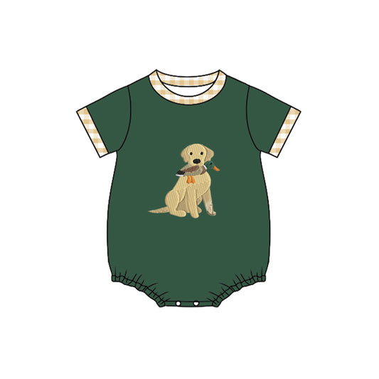 preorder SR3469 Cute Dog Pet Green Short Sleeve Boys Romper