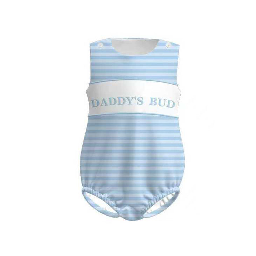 preorder SR3481 Daddy's Bud Blue Striped Sleeveless Boys Romper