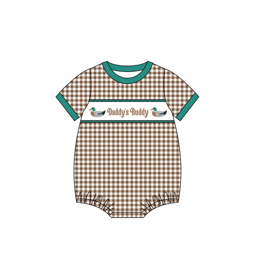 preorder SR3507 Daddy's Bunny Mallard Duck Checkered Short Sleeve Boys Romper