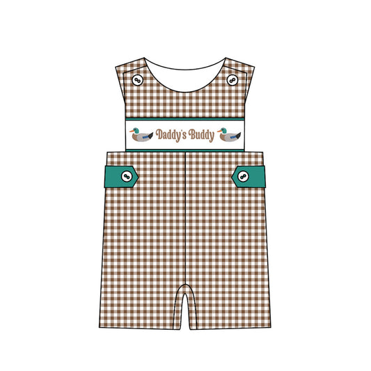 preorder SR3508 Daddy's Bunny Mallard Duck Checkered Sleeveless Boys Romper