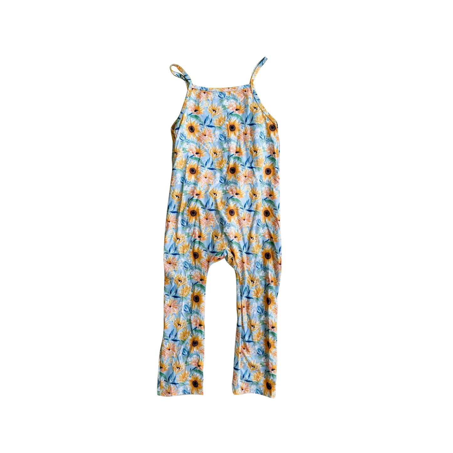 preorder SR3517 Sunflowers Flowers Blue Girls Jumpsuits