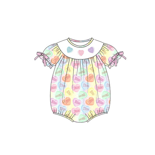 preorder SR3522 Valentine's Day Loved Heart Short Sleeve Girls Romper