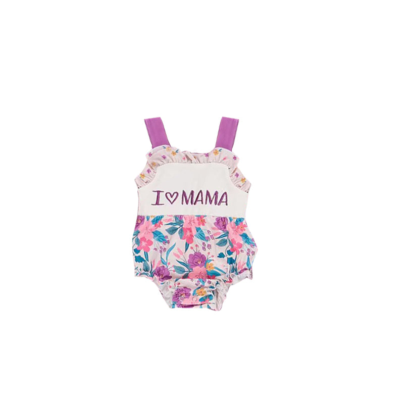 preorder SR3537 I Love Mama Purpel Flowers Girls Romper