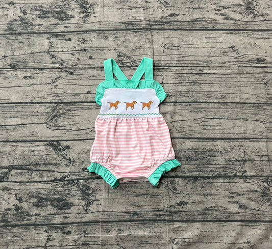 preorder samples SR3558 Cute Dog Striped Girls Romper